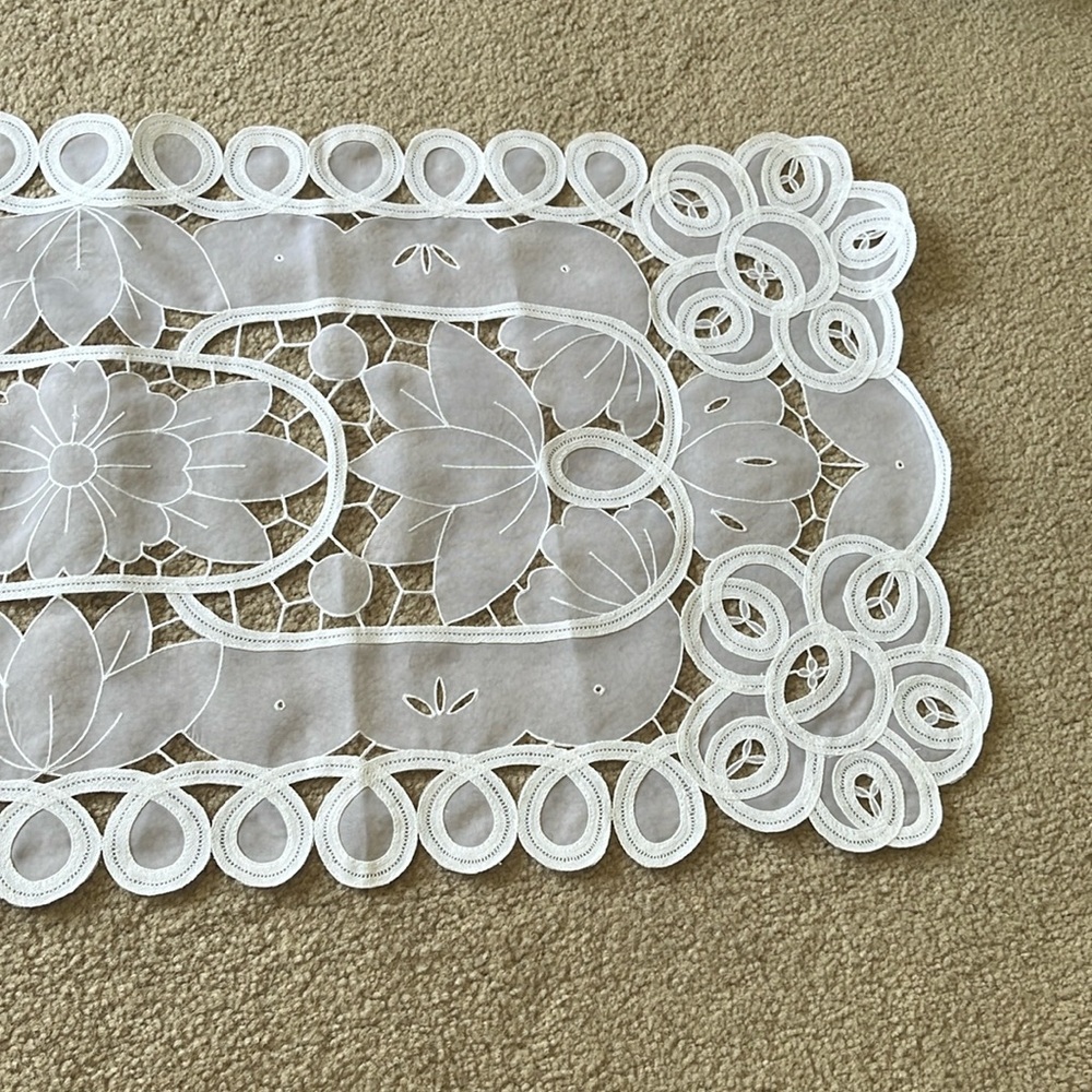 Vintage White Lacey Table Runner